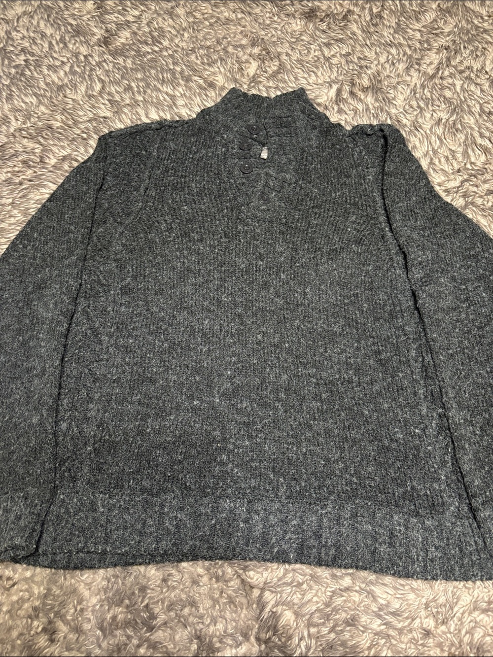 Roots 73 Athletics Men’s XL Charcoal Grey Knit Button Mock Neck Sweater